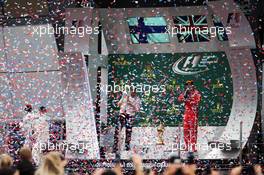 The podium (L to R): Valtteri Bottas (FIN) Mercedes AMG F1, second; Lewis Hamilton (GBR) Mercedes AMG F1, race winner; Kimi Raikkonen (FIN) Ferrari, third. 16.07.2017. Formula 1 World Championship, Rd 10, British Grand Prix, Silverstone, England, Race Day.