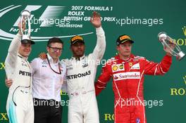 1st place Lewis Hamilton (GBR) Mercedes AMG F1 W08, 2nd place Valtteri Bottas (FIN) Mercedes AMG F1 W08 and 3rd place Kimi Raikkonen (FIN) Ferrari SF70H. 16.07.2017. Formula 1 World Championship, Rd 10, British Grand Prix, Silverstone, England, Race Day.