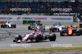 Sergio Perez (MEX) Sahara Force India F1 VJM10. 16.07.2017. Formula 1 World Championship, Rd 10, British Grand Prix, Silverstone, England, Race Day.