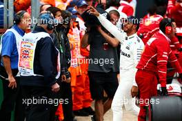 Lewis Hamilton (GBR) Mercedes AMG F1 celebrates his pole position. 15.07.2017. Formula 1 World Championship, Rd 10, British Grand Prix, Silverstone, England, Qualifying Day.