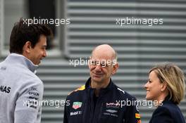 (L to R): Toto Wolff (GER) Mercedes AMG F1 Shareholder and Executive Director with Adrian Newey (GBR) Red Bull Racing Chief Technical Officer and Susie Wolff (GBR). 15.07.2017. Formula 1 World Championship, Rd 10, British Grand Prix, Silverstone, England, Qualifying Day.