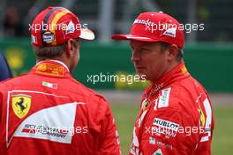 Sebastian Vettel (GER) Ferrari SF70H and Kimi Raikkonen (FIN) Ferrari SF70H. 15.07.2017. Formula 1 World Championship, Rd 10, British Grand Prix, Silverstone, England, Qualifying Day.