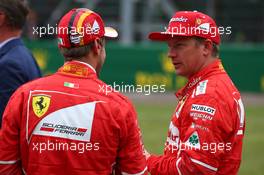 Sebastian Vettel (GER) Ferrari SF70H and Kimi Raikkonen (FIN) Ferrari SF70H. 15.07.2017. Formula 1 World Championship, Rd 10, British Grand Prix, Silverstone, England, Qualifying Day.