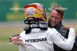 Lewis Hamilton (GBR) Mercedes AMG F1  and Jenson Button (GBR) McLaren F1  15.07.2017. Formula 1 World Championship, Rd 10, British Grand Prix, Silverstone, England, Qualifying Day.