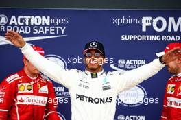 Lewis Hamilton (GBR) Mercedes AMG F1 celebrates his pole position in parc ferme. 15.07.2017. Formula 1 World Championship, Rd 10, British Grand Prix, Silverstone, England, Qualifying Day.