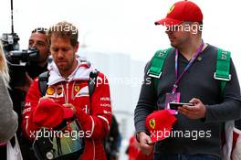Sebastian Vettel (GER) Ferrari with fans. 15.07.2017. Formula 1 World Championship, Rd 10, British Grand Prix, Silverstone, England, Qualifying Day.