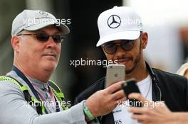 Lewis Hamilton (GBR) Mercedes AMG F1 with fans. 15.07.2017. Formula 1 World Championship, Rd 10, British Grand Prix, Silverstone, England, Qualifying Day.