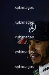 Lewis Hamilton (GBR) Mercedes AMG F1 in the post qualifying FIA Press Conference. 15.07.2017. Formula 1 World Championship, Rd 10, British Grand Prix, Silverstone, England, Qualifying Day.