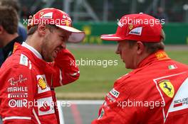 Sebastian Vettel (GER) Ferrari SF70H and Kimi Raikkonen (FIN) Ferrari SF70H helmets. 15.07.2017. Formula 1 World Championship, Rd 10, British Grand Prix, Silverstone, England, Qualifying Day.