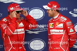 Kimi Raikkonen (FIN) Ferrari SF70H and Sebastian Vettel (GER) Ferrari. 15.07.2017. Formula 1 World Championship, Rd 10, British Grand Prix, Silverstone, England, Qualifying Day.
