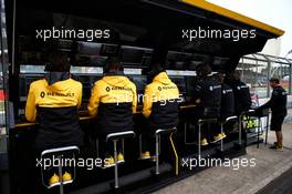 Renault Sport F1 Team pit gantry. 15.07.2017. Formula 1 World Championship, Rd 10, British Grand Prix, Silverstone, England, Qualifying Day.