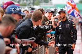 Daniel Ricciardo (AUS) Red Bull Racing with fans. 13.07.2017. Formula 1 World Championship, Rd 10, British Grand Prix, Silverstone, England, Preparation Day.