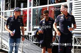 (L to R): Max Verstappen (NLD) Red Bull Racing with Daniel Ricciardo (AUS) Red Bull Racing and Jonathan Wheatley (GBR) Red Bull Racing Team Manager. 28.07.2017. Formula 1 World Championship, Rd 11, Hungarian Grand Prix, Budapest, Hungary, Practice Day.