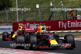 Daniel Ricciardo (AUS) Red Bull Racing RB13 leads team mate Max Verstappen (NLD) Red Bull Racing RB13. 28.07.2017. Formula 1 World Championship, Rd 11, Hungarian Grand Prix, Budapest, Hungary, Practice Day.
