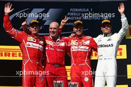 The podium (L to R): Kimi Raikkonen (FIN) Ferrari, second; Jock Clear (GBR) Ferrari Engineering Director; Sebastian Vettel (GER) Ferrari, race winner; Valtteri Bottas (FIN) Mercedes AMG F1, third.  30.07.2017. Formula 1 World Championship, Rd 11, Hungarian Grand Prix, Budapest, Hungary, Race Day.