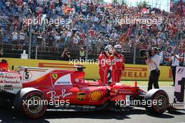 Sebastian Vettel (GER) Scuderia Ferrari and Kimi Raikkonen (FIN) Scuderia Ferrari  29.07.2017. Formula 1 World Championship, Rd 11, Hungarian Grand Prix, Budapest, Hungary, Qualifying Day.