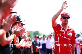 Sebastian Vettel (GER) Ferrari on the drivers parade. 30.07.2017. Formula 1 World Championship, Rd 11, Hungarian Grand Prix, Budapest, Hungary, Race Day.