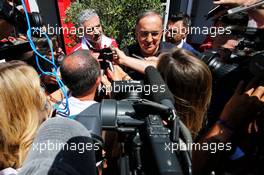 Sergio Marchionne (ITA), Ferrari President and CEO of Fiat Chrysler Automobiles with the media. 30.07.2017. Formula 1 World Championship, Rd 11, Hungarian Grand Prix, Budapest, Hungary, Race Day.