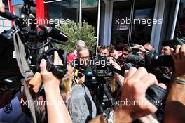 Sergio Marchionne (ITA), Ferrari President and CEO of Fiat Chrysler Automobiles with the media. 30.07.2017. Formula 1 World Championship, Rd 11, Hungarian Grand Prix, Budapest, Hungary, Race Day.