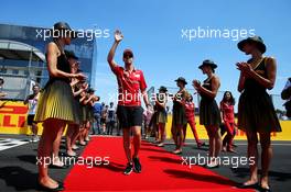 Sebastian Vettel (GER) Ferrari on the drivers parade. 30.07.2017. Formula 1 World Championship, Rd 11, Hungarian Grand Prix, Budapest, Hungary, Race Day.