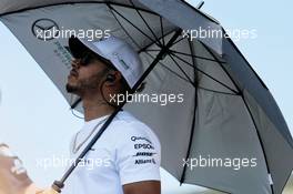 Lewis Hamilton (GBR) Mercedes AMG F1 on the drivers parade. 30.07.2017. Formula 1 World Championship, Rd 11, Hungarian Grand Prix, Budapest, Hungary, Race Day.