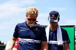 (L to R): Marcus Ericsson (SWE) Sauber F1 Team and team mate Pascal Wehrlein (GER) Sauber F1 Team on the drivers parade. 30.07.2017. Formula 1 World Championship, Rd 11, Hungarian Grand Prix, Budapest, Hungary, Race Day.