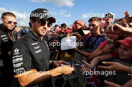 Sergio Perez (MEX) Sahara Force India F1 signs autographs for the fans. 27.07.2017. Formula 1 World Championship, Rd 11, Hungarian Grand Prix, Budapest, Hungary, Preparation Day.