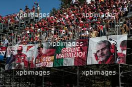 fans in the grandstand and banners for Ferrari. 03.09.2017. Formula 1 World Championship, Rd 13, Italian Grand Prix, Monza, Italy, Race Day.