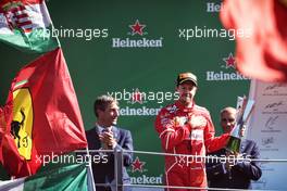 Sebastian Vettel (GER) Ferrari celebrates his third position on the podium. 03.09.2017. Formula 1 World Championship, Rd 13, Italian Grand Prix, Monza, Italy, Race Day.