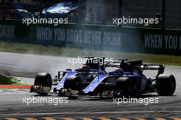 Marcus Ericsson (SWE) Sauber C36 and team mate Pascal Wehrlein (GER) Sauber C36 battle for position. 03.09.2017. Formula 1 World Championship, Rd 13, Italian Grand Prix, Monza, Italy, Race Day.