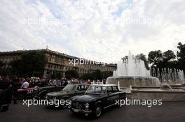 Historic cars on display at a drivers' parade in Milan. 31.08.2017. Formula 1 World Championship, Rd 13, Italian Grand Prix, Monza, Italy, Preparation Day.