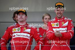2nd place Kimi Raikkonen (FIN) Ferrari SF70H and 1st place Sebastian Vettel (GER) Ferrari. 28.05.2017. Formula 1 World Championship, Rd 6, Monaco Grand Prix, Monte Carlo, Monaco, Race Day.