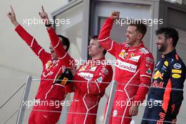Sebastian Vettel (GER) Scuderia Ferrari and Daniel Ricciardo (AUS) Red Bull Racing and Kimi Raikkonen (FIN) Scuderia Ferrari  28.05.2017. Formula 1 World Championship, Rd 6, Monaco Grand Prix, Monte Carlo, Monaco, Race Day.