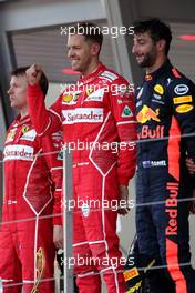 Sebastian Vettel (GER) Scuderia Ferrari and Daniel Ricciardo (AUS) Red Bull Racing and Kimi Raikkonen (FIN) Scuderia Ferrari  28.05.2017. Formula 1 World Championship, Rd 6, Monaco Grand Prix, Monte Carlo, Monaco, Race Day.