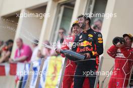 Sebastian Vettel (GER) Ferrari SF70H and Daniel Ricciardo (AUS) Red Bull Racing RB13. 28.05.2017. Formula 1 World Championship, Rd 6, Monaco Grand Prix, Monte Carlo, Monaco, Race Day.