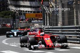 Sebastian Vettel (GER) Ferrari SF70H at the start of the race. 28.05.2017. Formula 1 World Championship, Rd 6, Monaco Grand Prix, Monte Carlo, Monaco, Race Day.