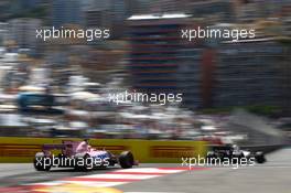 Sergio Perez (MEX) Sahara Force India F1 VJM10. 28.05.2017. Formula 1 World Championship, Rd 6, Monaco Grand Prix, Monte Carlo, Monaco, Race Day.