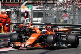 Jenson Button (GBR) McLaren MCL32 leads team mate Stoffel Vandoorne (BEL) McLaren MCL32. 27.05.2017. Formula 1 World Championship, Rd 6, Monaco Grand Prix, Monte Carlo, Monaco, Qualifying Day.