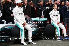 (L to R): Lewis Hamilton (GBR) Mercedes AMG F1 W08 with Valtteri Bottas (FIN) Mercedes AMG F1. 23.02.2017. Mercedes AMG F1 W08 Launch, Silverstone, England.