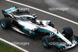 Lewis Hamilton (GBR) Mercedes AMG F1 W08.. 23.02.2017. Mercedes AMG F1 W08 Launch, Silverstone, England.