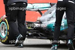 Mercedes AMG F1 W08 rear suspension. 23.02.2017. Mercedes AMG F1 W08 Launch, Silverstone, England.