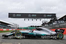 The Mercedes AMG F1 W08 is revealed. 23.02.2017. Mercedes AMG F1 W08 Launch, Silverstone, England.