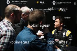Jolyon Palmer (GBR) Renault Sport F1 Team with the media. 21.02.2017. Renault Sport Formula One Team RS17 Launch, Royal Horticultural Society Headquarters, London, England.