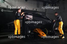 Nico Hulkenberg (GER) Renault Sport F1 Team and Jolyon Palmer (GBR) Renault Sport F1 Team unveil the Renault Sport F1 Team RS17. 21.02.2017. Renault Sport Formula One Team RS17 Launch, Royal Horticultural Society Headquarters, London, England.