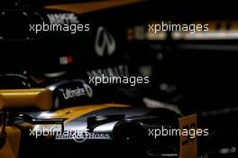 Renault Sport F1 Team RS17 sidepod detail. 21.02.2017. Renault Sport Formula One Team RS17 Launch, Royal Horticultural Society Headquarters, London, England.