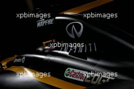 Renault Sport F1 Team RS17 engine cover detail. 21.02.2017. Renault Sport Formula One Team RS17 Launch, Royal Horticultural Society Headquarters, London, England.
