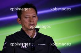 Yusuke Hasegawa (JPN) Head of Honda F1 Programme in the FIA Press Conference. 28.04.2017. Formula 1 World Championship, Rd 4, Russian Grand Prix, Sochi Autodrom, Sochi, Russia, Practice Day.