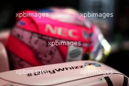 Esteban Ocon (FRA) Sahara Force India F1 VJM10 with a #BillyWhizz message of support for injured F4 driver Billy Monger.  28.04.2017. Formula 1 World Championship, Rd 4, Russian Grand Prix, Sochi Autodrom, Sochi, Russia, Practice Day.