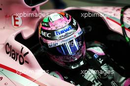 Sergio Perez (MEX) Sahara Force India F1 VJM10 with a #BillyWhizz message of support for injured F4 driver Billy Monger.  28.04.2017. Formula 1 World Championship, Rd 4, Russian Grand Prix, Sochi Autodrom, Sochi, Russia, Practice Day.