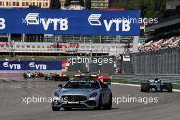 Valtteri Bottas (FIN) Mercedes AMG F1 W08 leads behind the FIA Safety Car. 30.04.2017. Formula 1 World Championship, Rd 4, Russian Grand Prix, Sochi Autodrom, Sochi, Russia, Race Day.